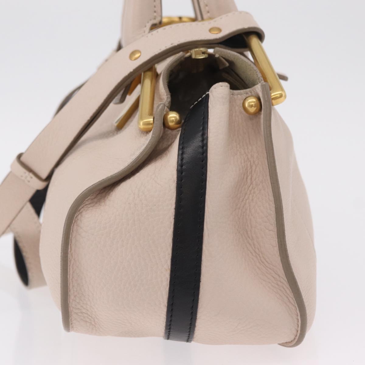 Chloe Hailey Hand Bag Leather 2way Beige Gold 02165665 Auth fm5471A