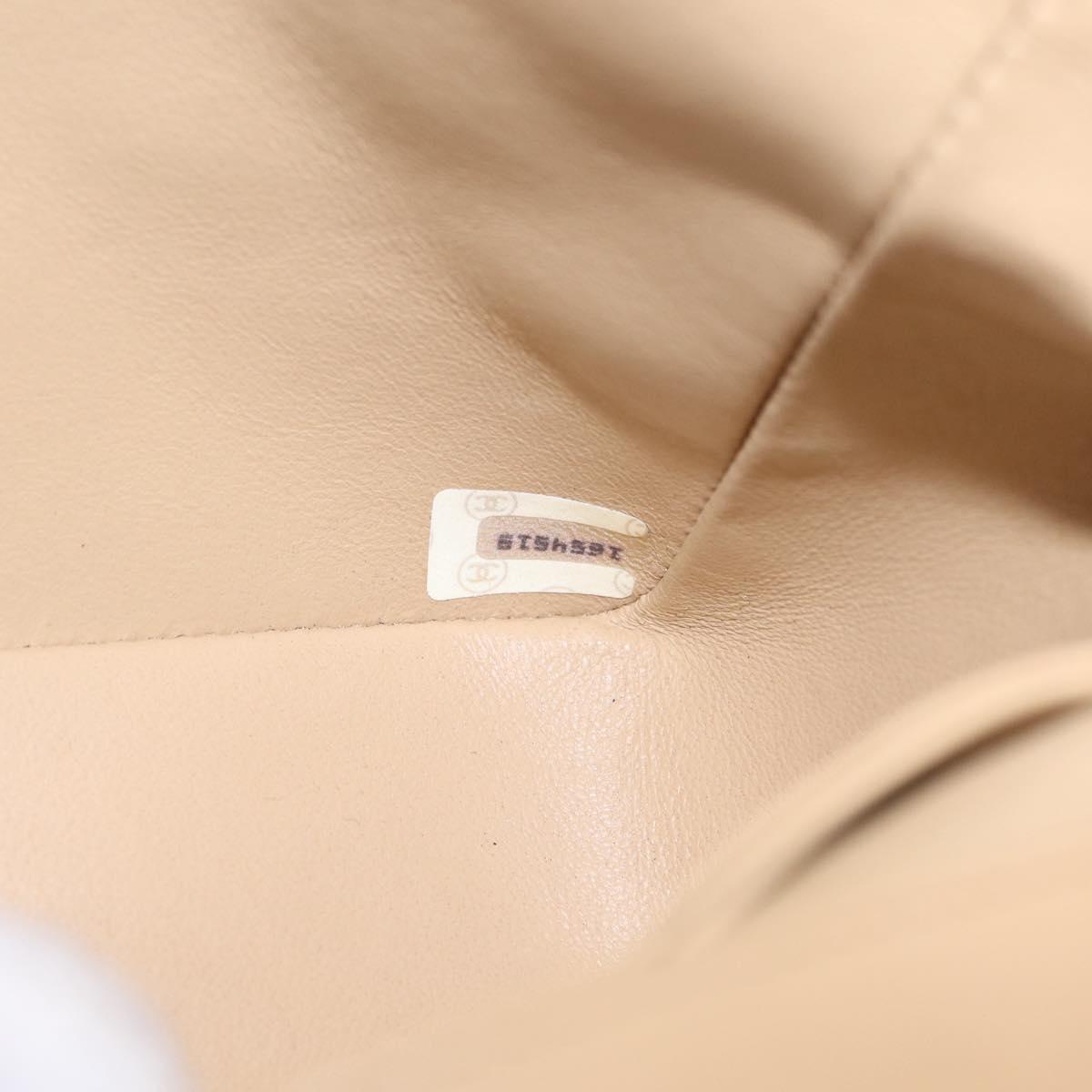 CHANEL Trasse Chain Shoulder Bag Lamb Skin Beige Gold CC Auth fm5479SAV