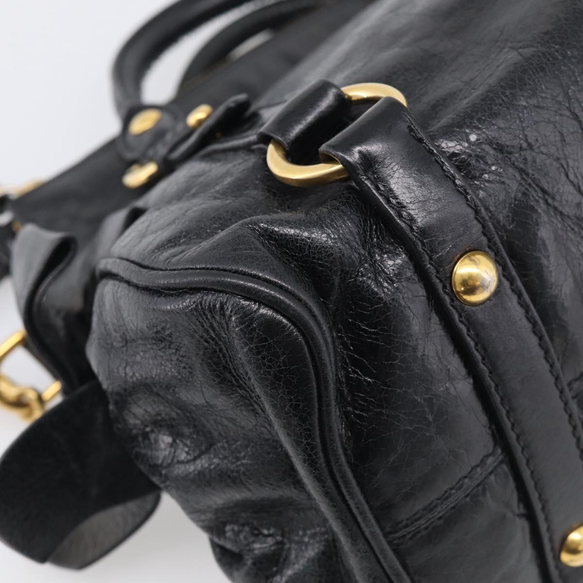 Miu Miu Hand Bag Leather 2way Black Gold Auth fm5480SAM