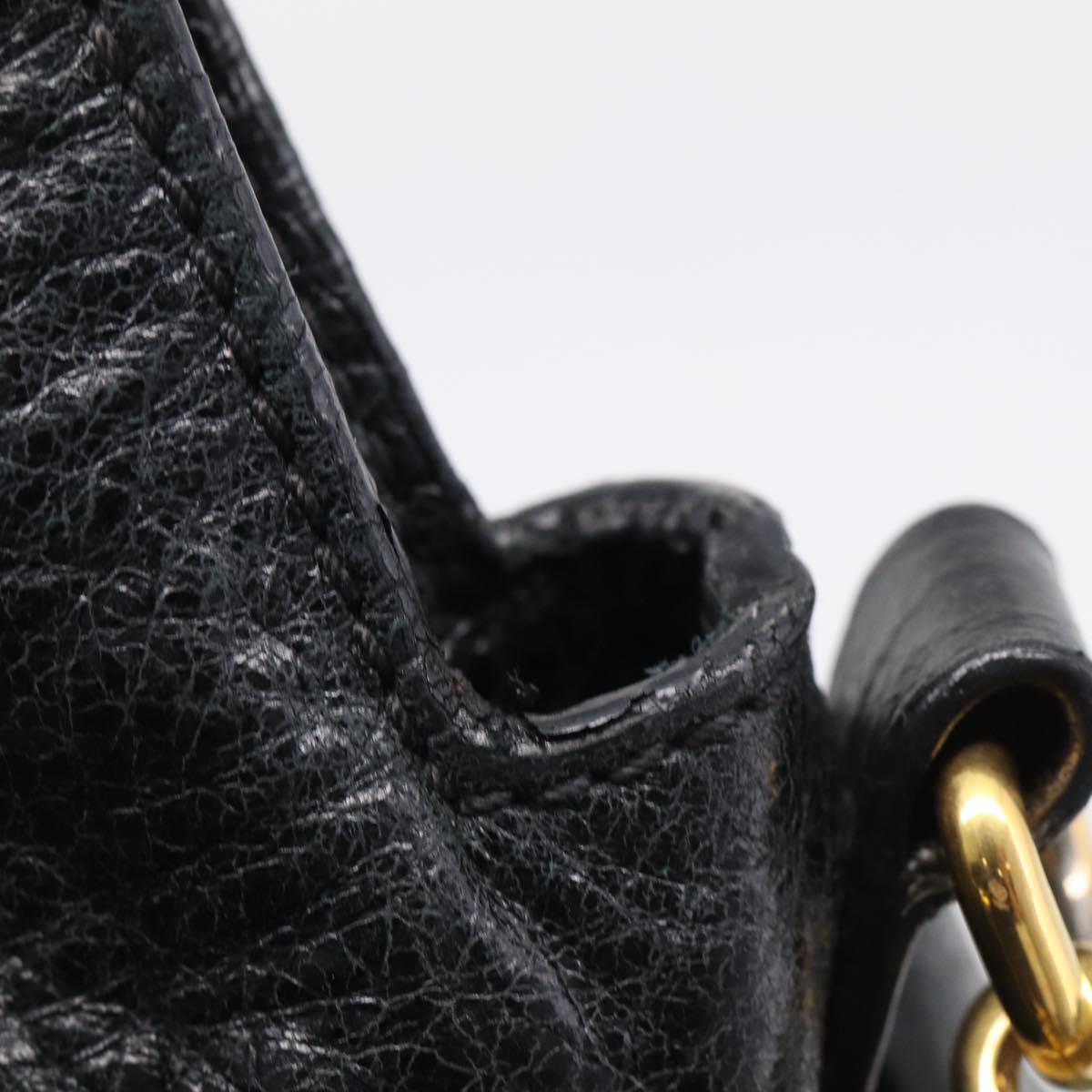 Miu Miu Hand Bag Leather 2way Black Gold Auth fm5480SAM