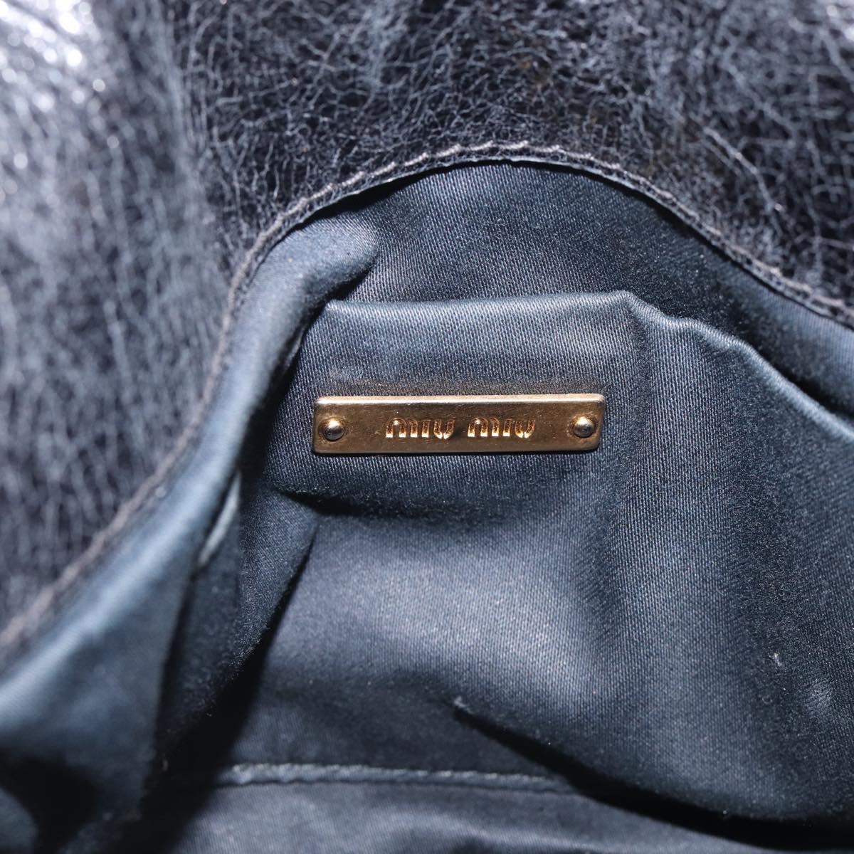Miu Miu Hand Bag Leather 2way Black Gold Auth fm5480SAM