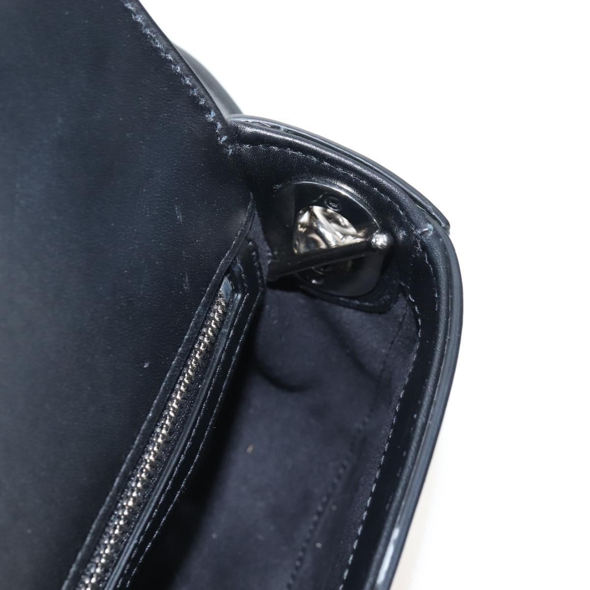 GUCCI Petit GG Shoulder Bag Leather 2way Black Silver 739722 Auth fm5487SM
