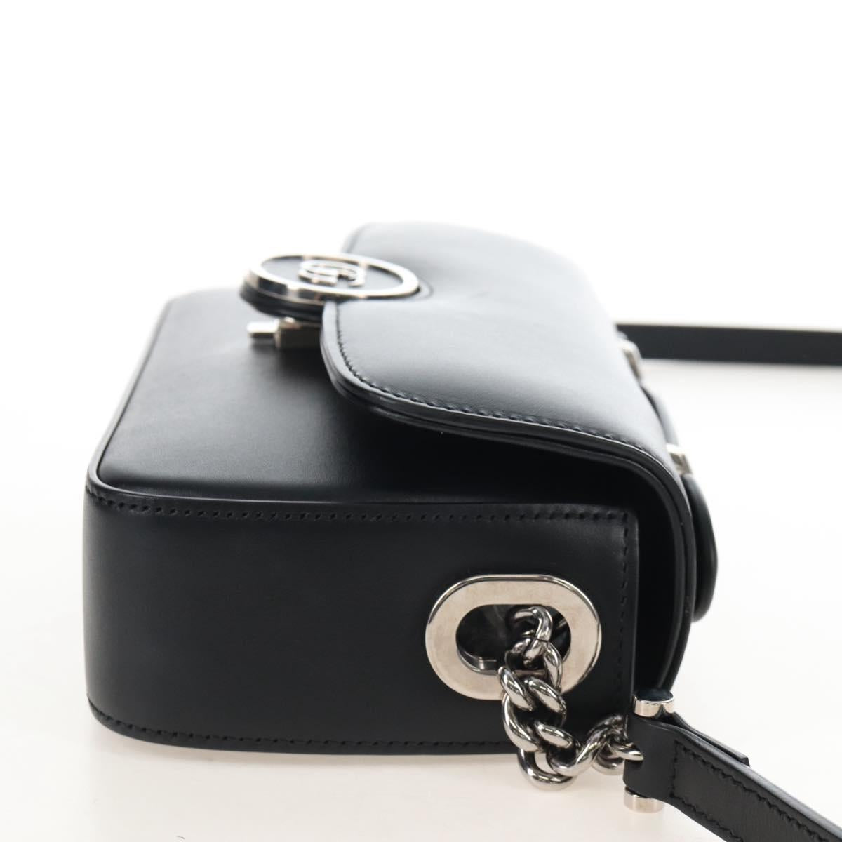 GUCCI Petit GG Shoulder Bag Leather 2way Black Silver 739722 Auth fm5487SM