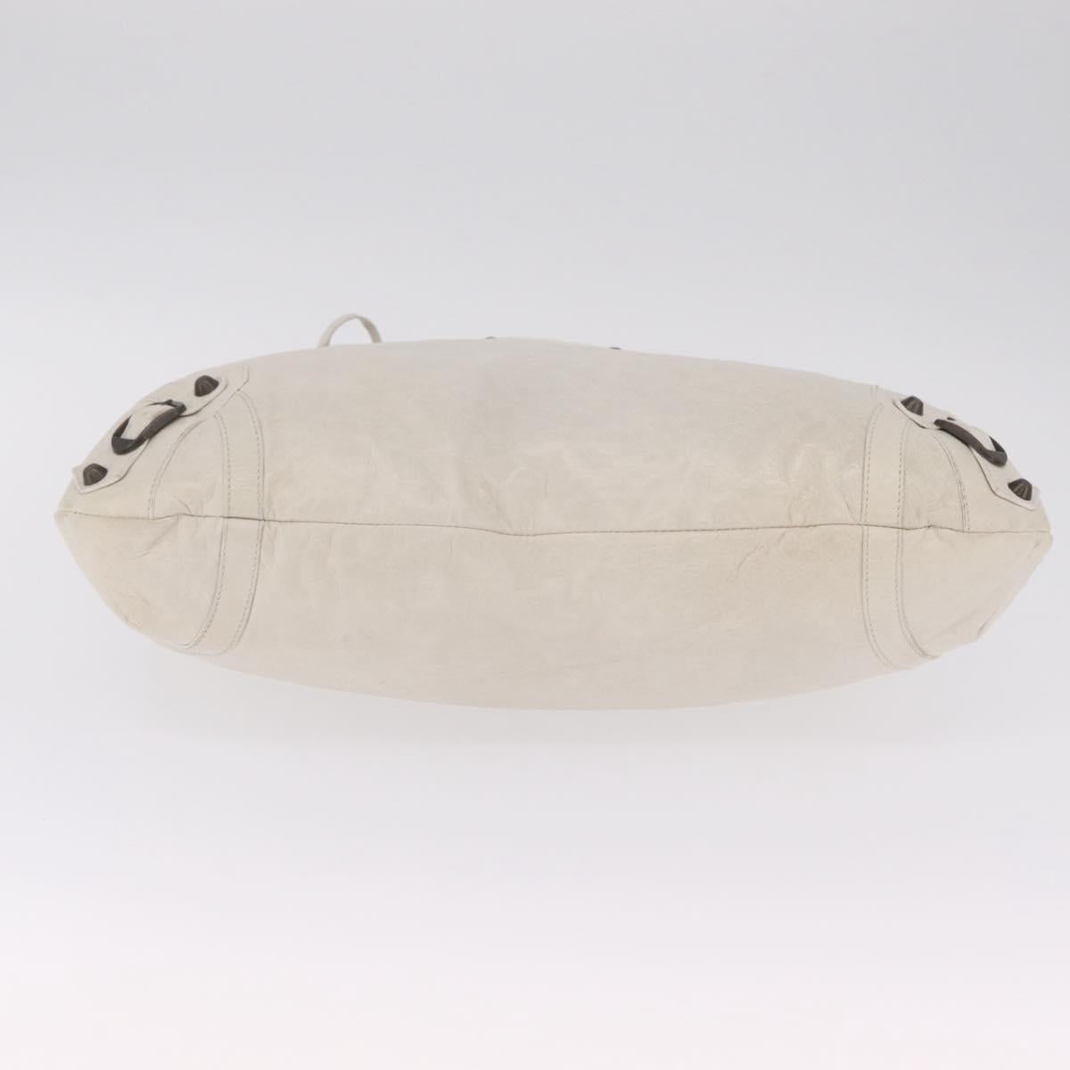 Balenciaga The Perth Hand Bag Leather White 128522 Auth fm5489V