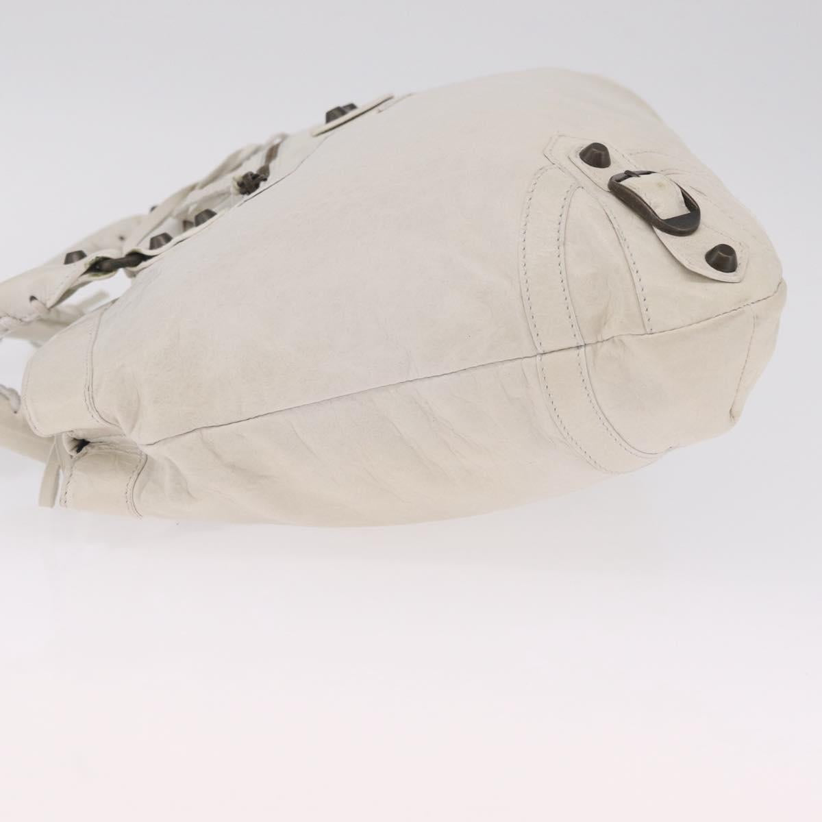 Balenciaga The Perth Hand Bag Leather White 128522 Auth fm5489V