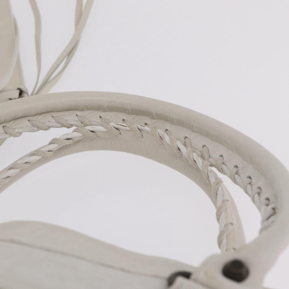 Balenciaga The Perth Hand Bag Leather White 128522 Auth fm5489V
