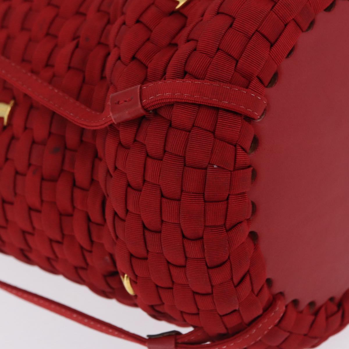 Salvatore Ferragamo Vala Tote Bag Canvas Red Gold Auth fm5497