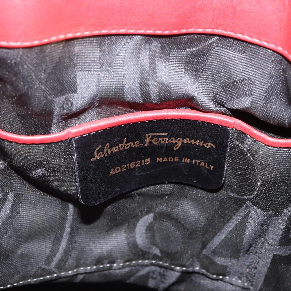Salvatore Ferragamo Vala Tote Bag Canvas Red Gold Auth fm5497