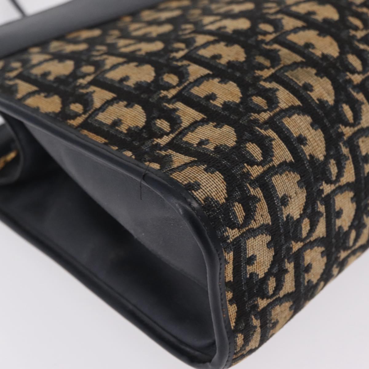 Christian Dior Trotter Canvas Shoulder Bag Navy Gold Auth fm5501