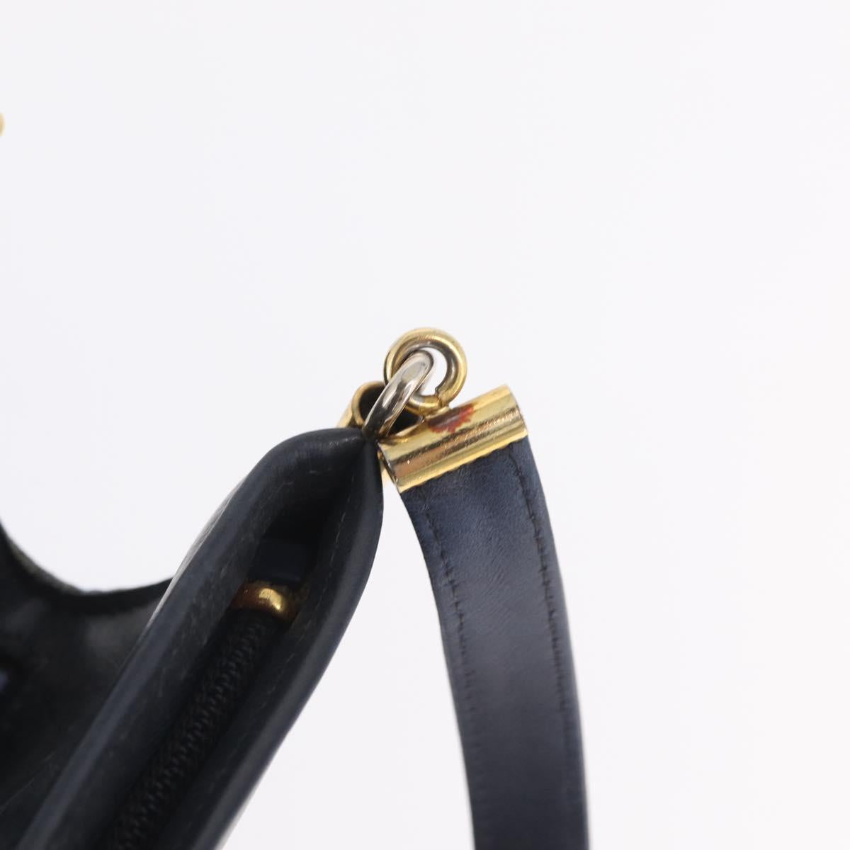 Christian Dior Trotter Canvas Shoulder Bag Navy Gold Auth fm5501