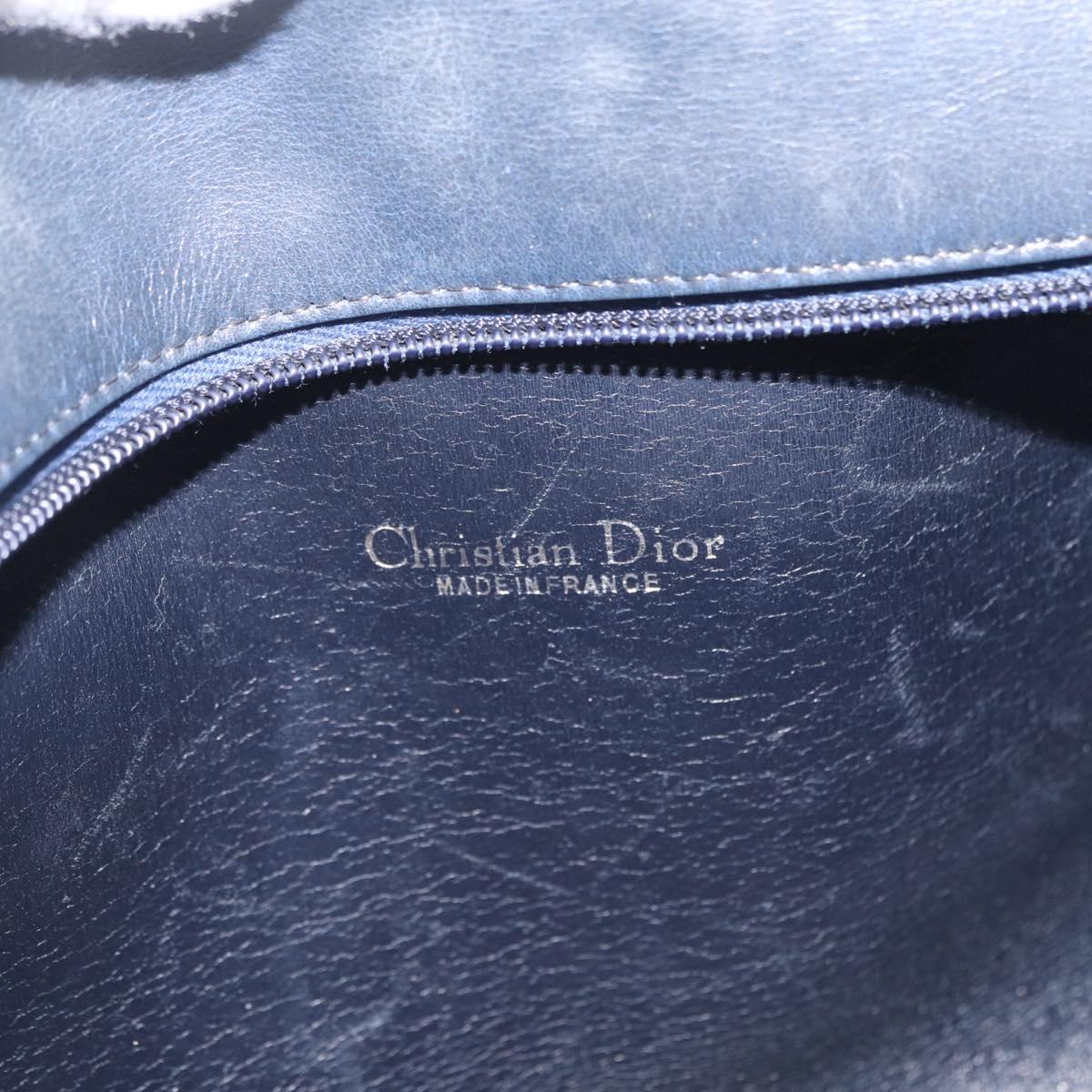 Christian Dior Trotter Canvas Shoulder Bag Navy Gold Auth fm5501