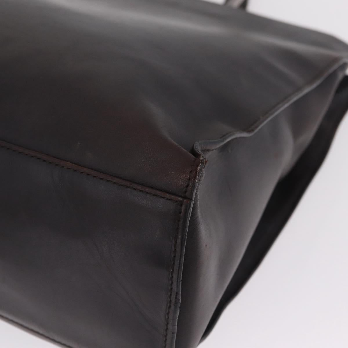 GUCCI Hand Bag Leather 2way Dark Brown Silver 002 1028 Auth fm5502