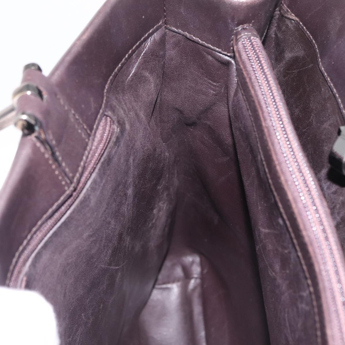 GUCCI Hand Bag Leather 2way Dark Brown Silver 002 1028 Auth fm5502
