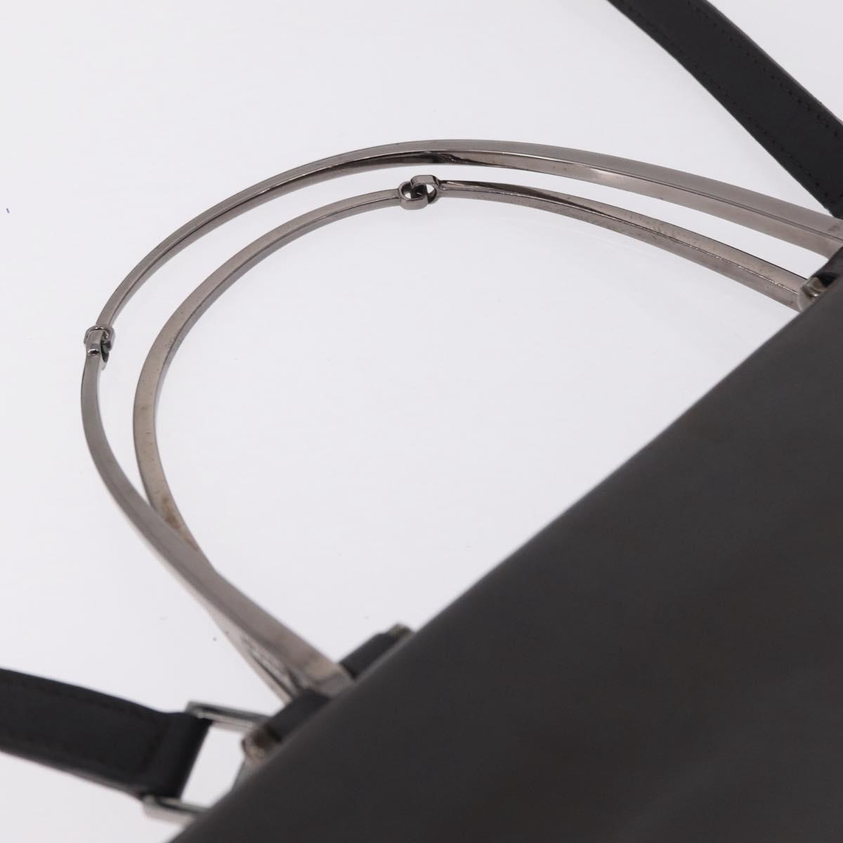 GUCCI Hand Bag Leather 2way Dark Brown Silver 002 1028 Auth fm5502
