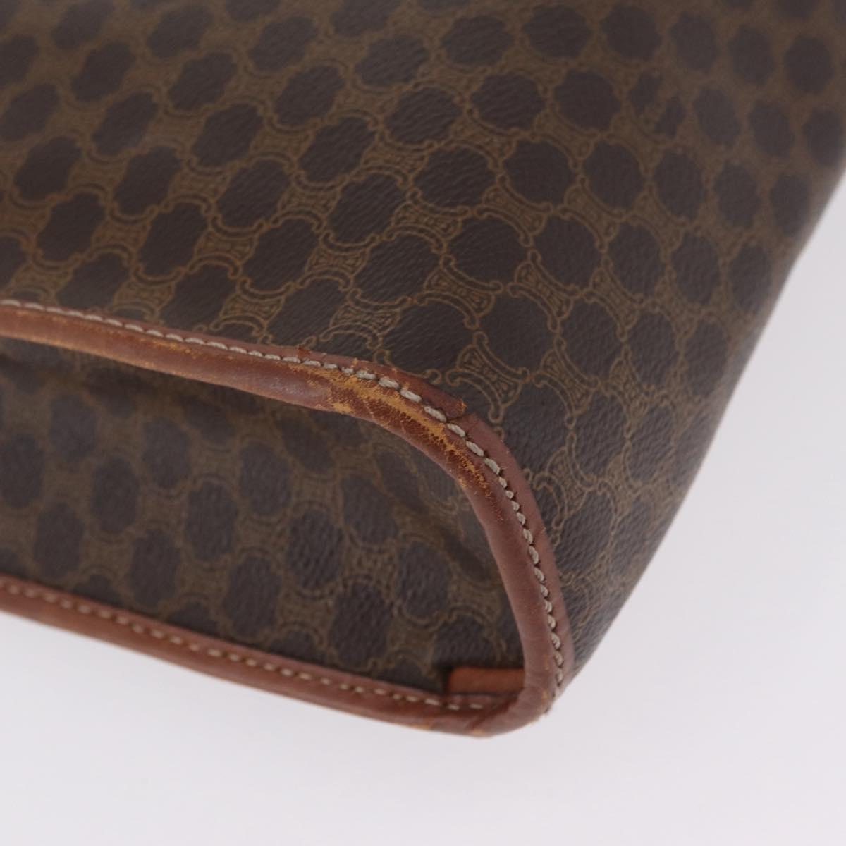 CELINE Macadam Canvas Tote Bag PVC Leather Brown Gold Auth fm5504