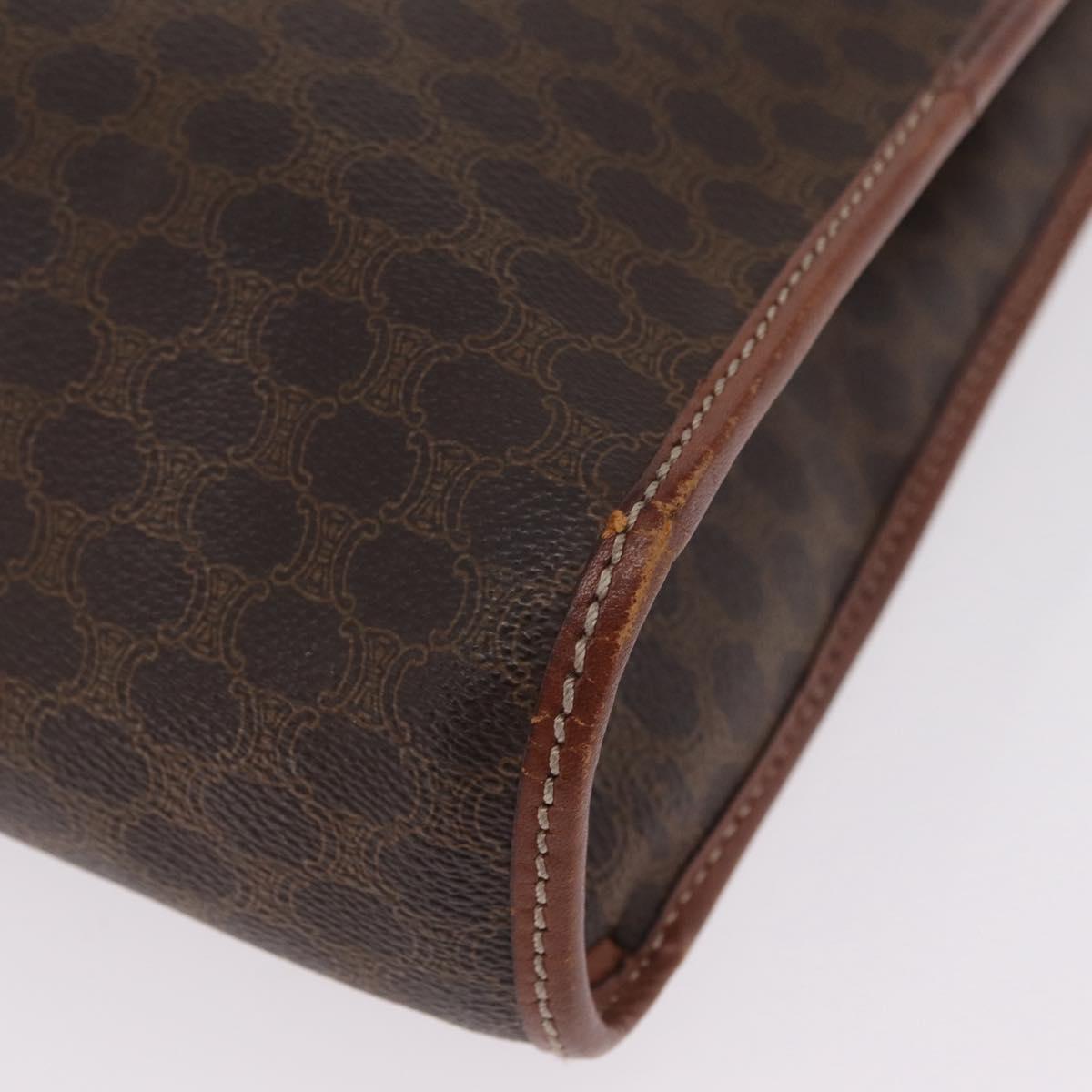 CELINE Macadam Canvas Tote Bag PVC Leather Brown Gold Auth fm5504