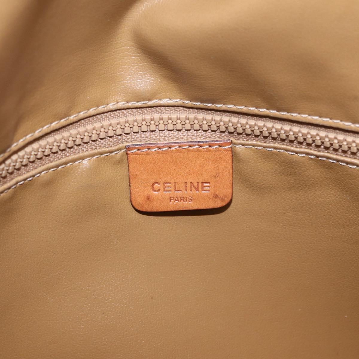 CELINE Macadam Canvas Tote Bag PVC Leather Brown Gold Auth fm5504