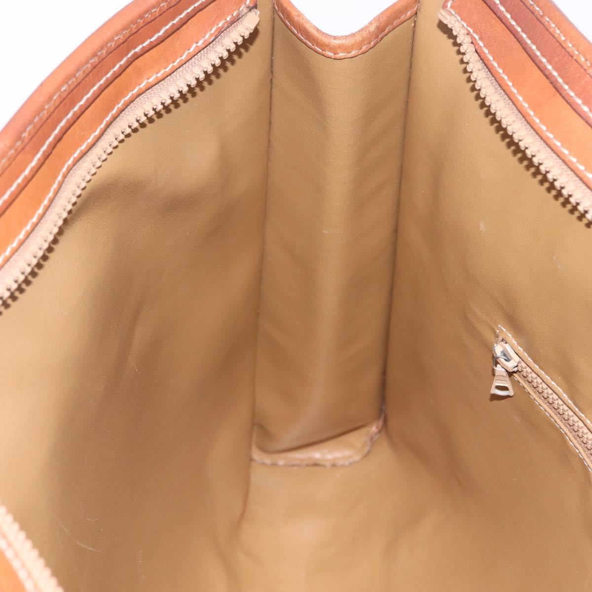 CELINE Macadam Canvas Tote Bag PVC Leather Brown Gold Auth fm5504