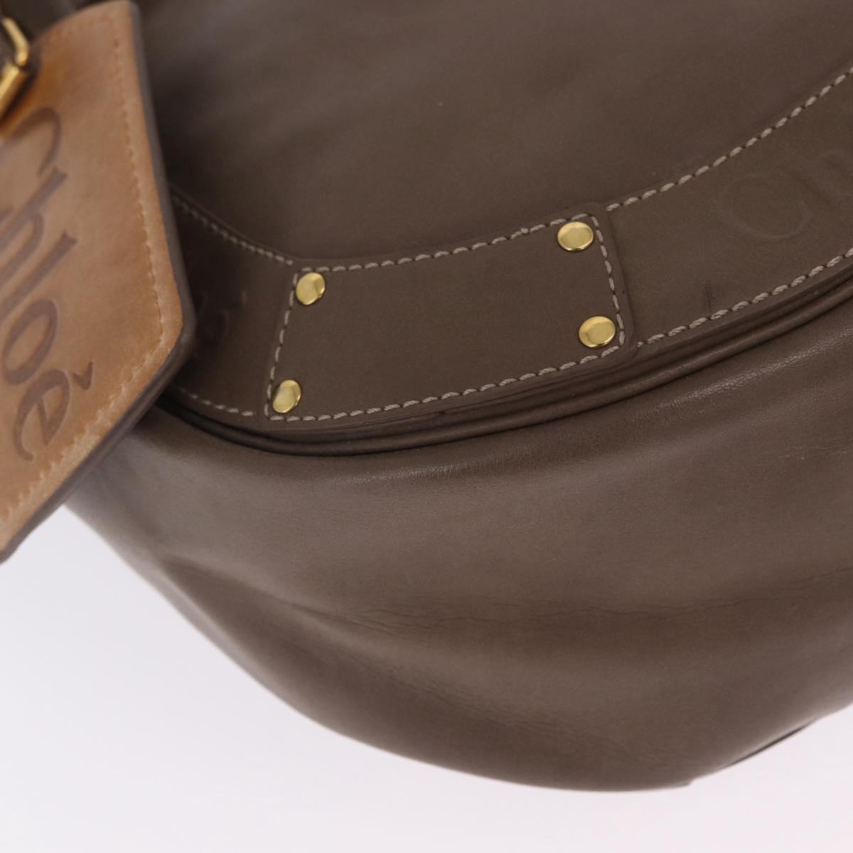 Chloe Eden Shoulder Bag Leather Gray Gold Auth fm5505