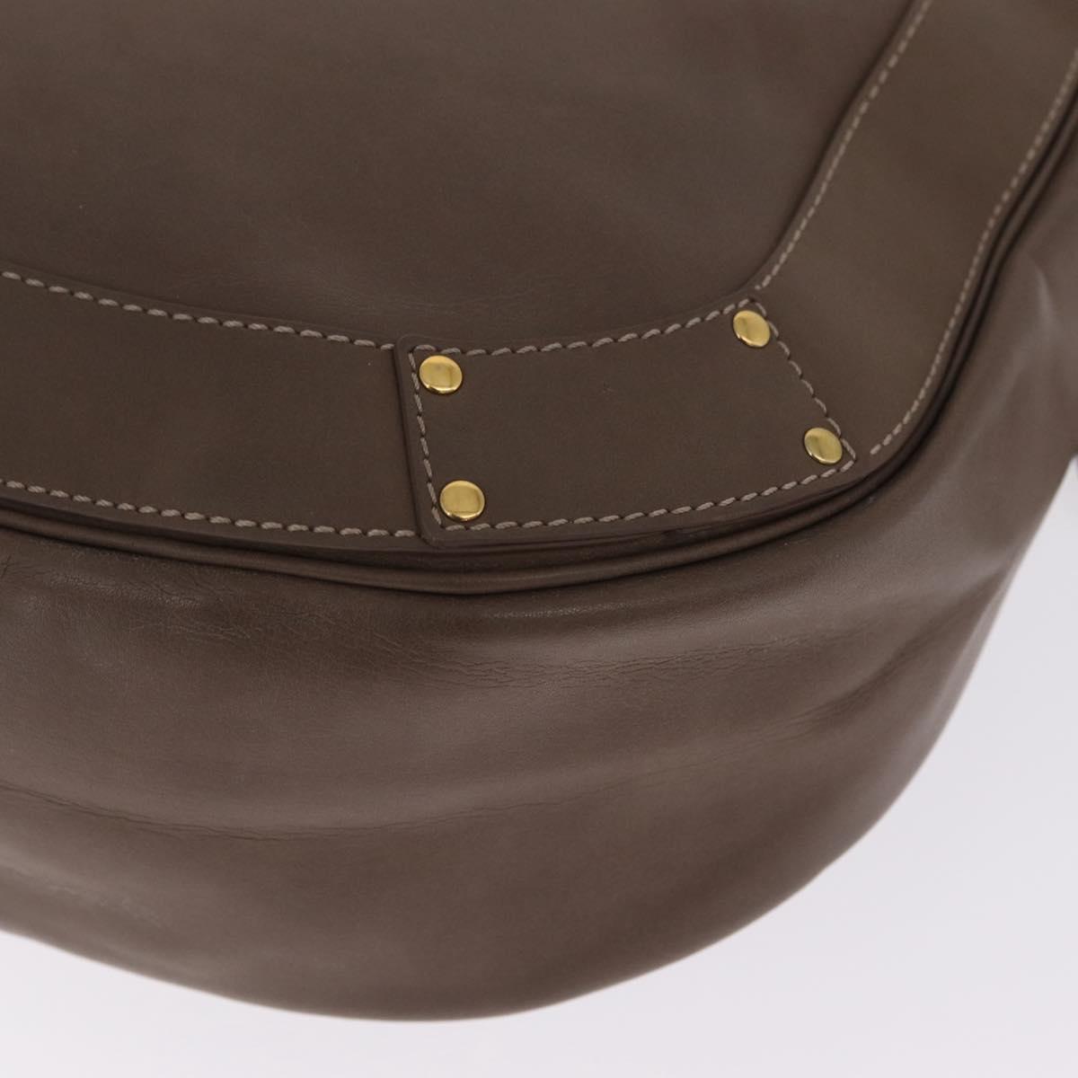 Chloe Eden Shoulder Bag Leather Gray Gold Auth fm5505