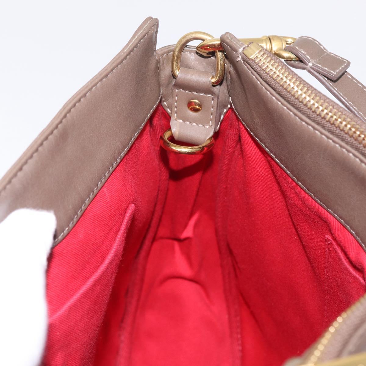 Chloe Eden Shoulder Bag Leather Gray Gold Auth fm5505