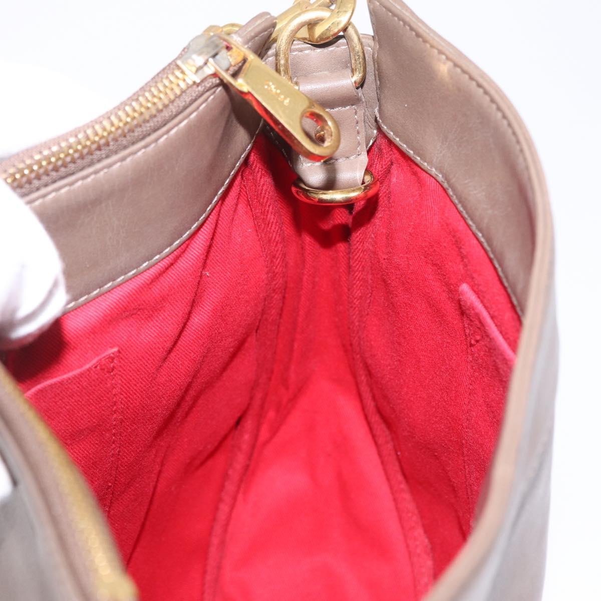 Chloe Eden Shoulder Bag Leather Gray Gold Auth fm5505