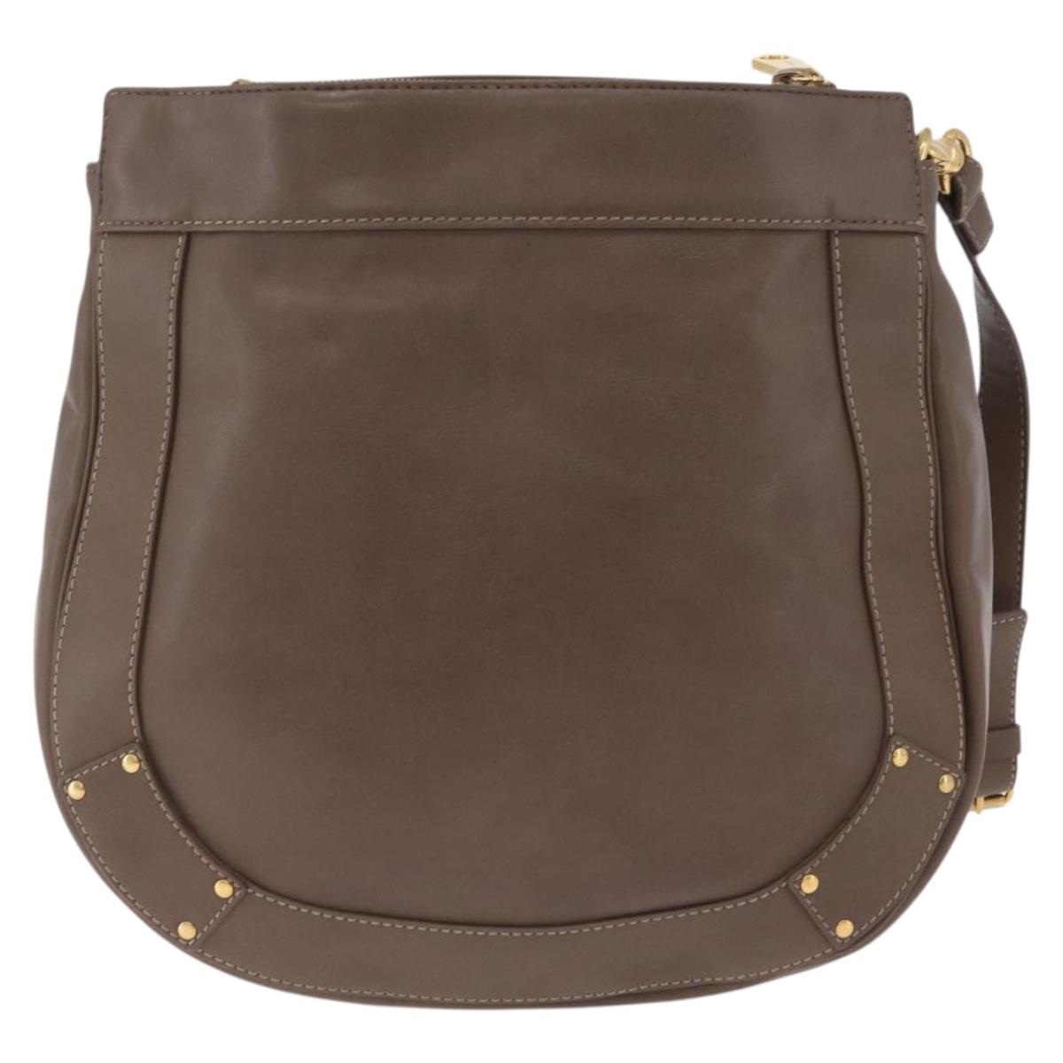 Chloe Eden Shoulder Bag Leather Gray Gold Auth fm5505