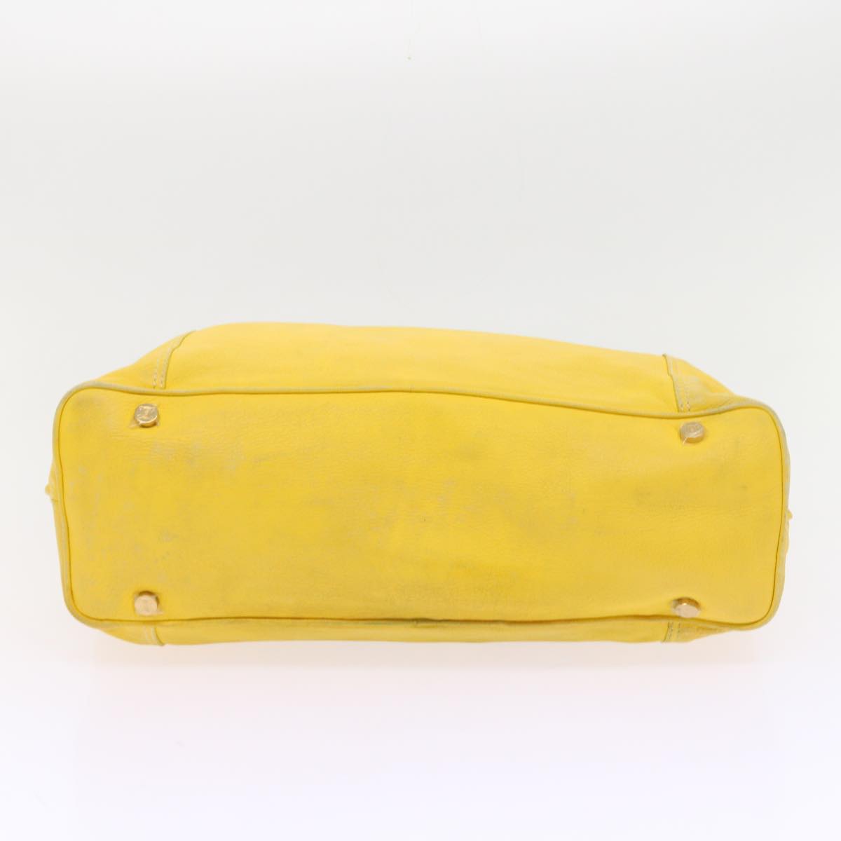 CELINE Shoulder Bag Leather Yellow Auth fm965