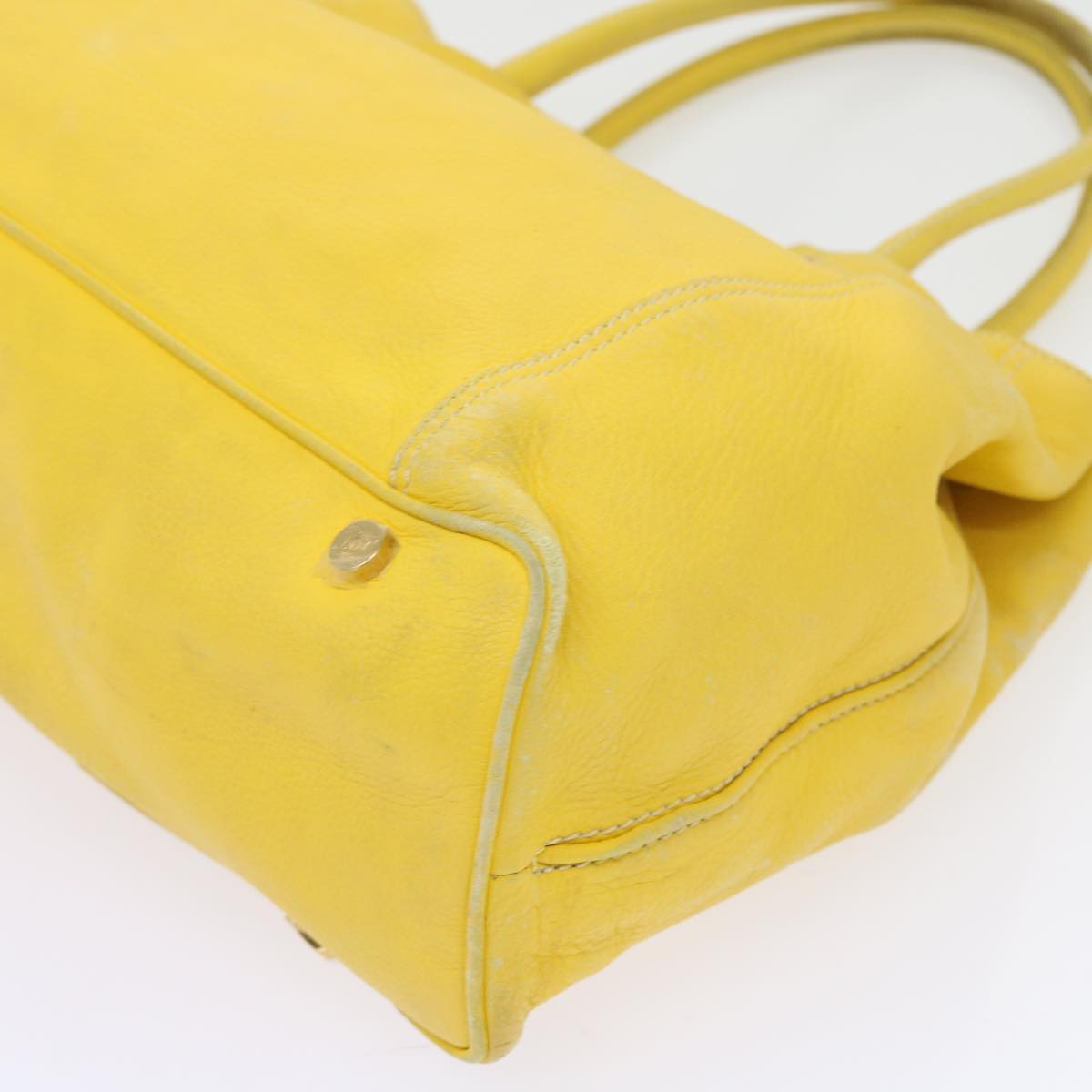 CELINE Shoulder Bag Leather Yellow Auth fm965