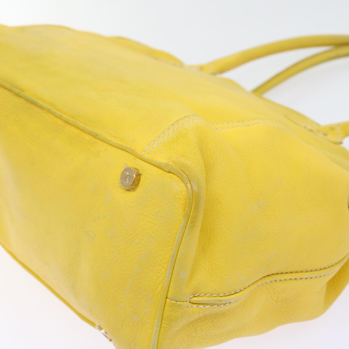 CELINE Shoulder Bag Leather Yellow Auth fm965