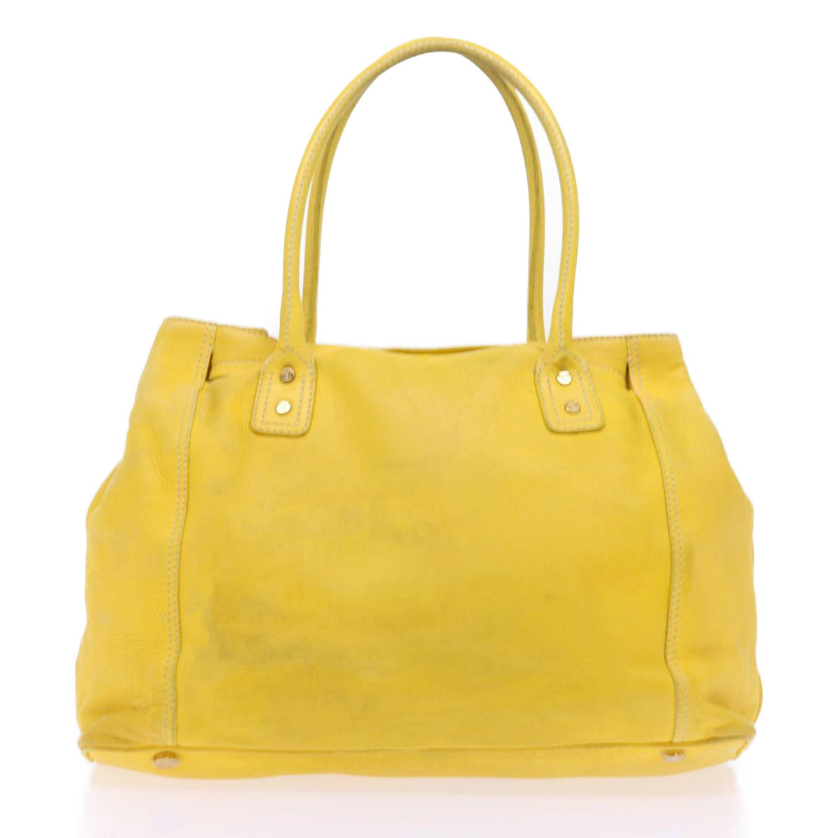 CELINE Shoulder Bag Leather Yellow Auth fm965