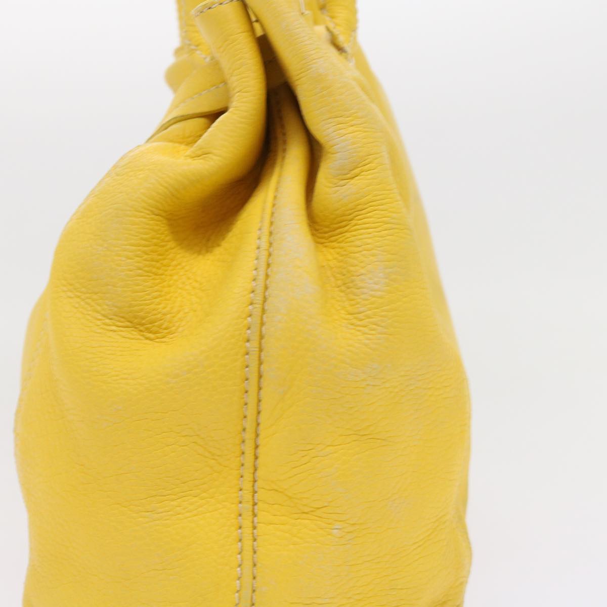 CELINE Shoulder Bag Leather Yellow Auth fm965