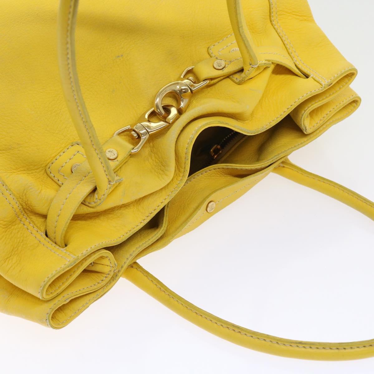 CELINE Shoulder Bag Leather Yellow Auth fm965