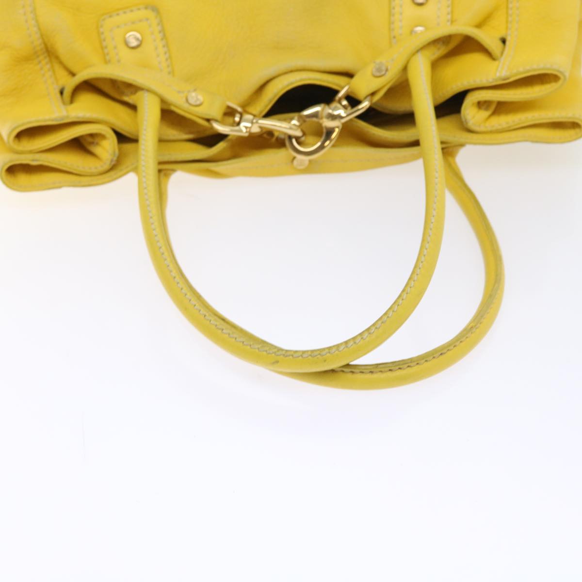 CELINE Shoulder Bag Leather Yellow Auth fm965