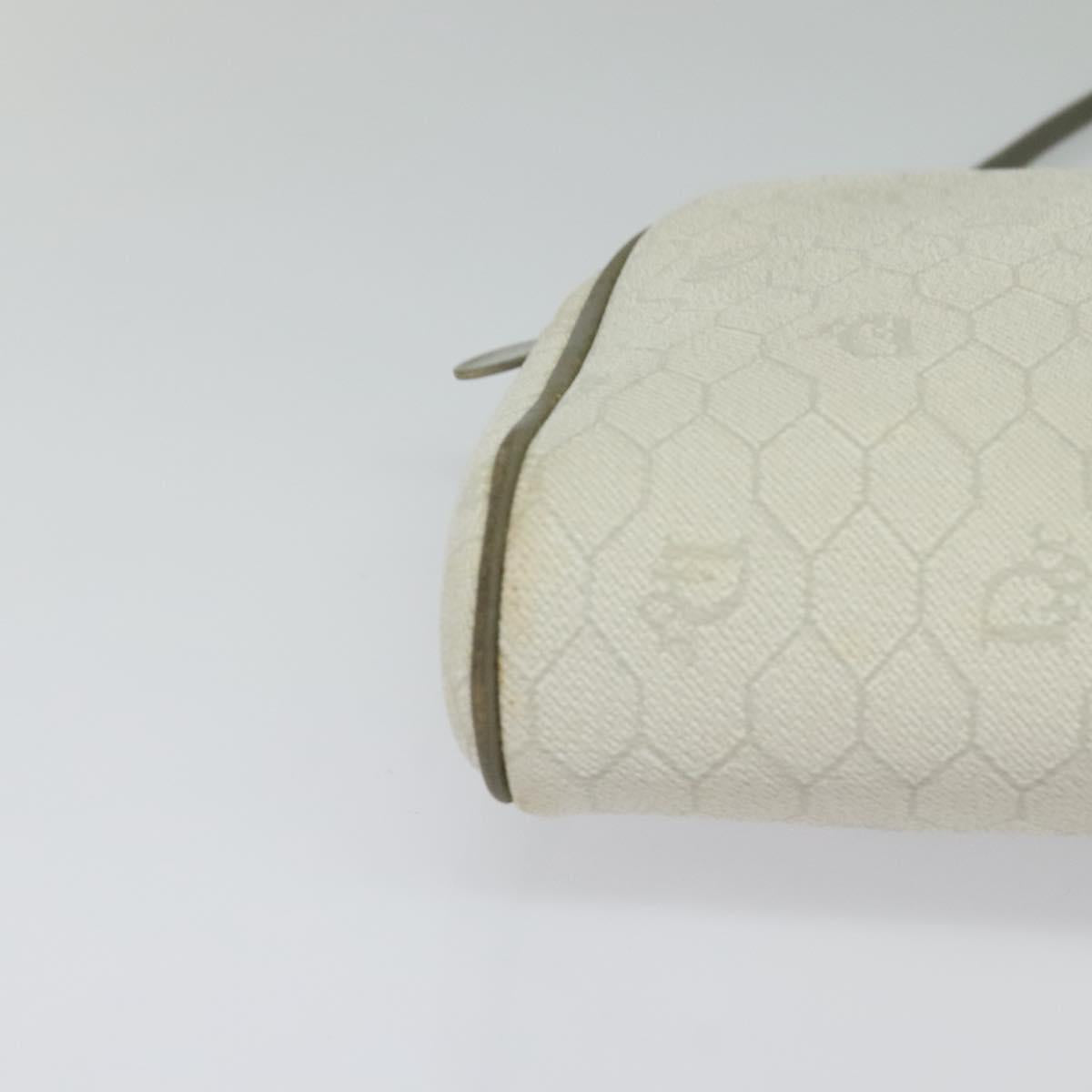 Christian Dior Honeycomb Canvas Shoulder Bag PVC White Gold Auth gh009