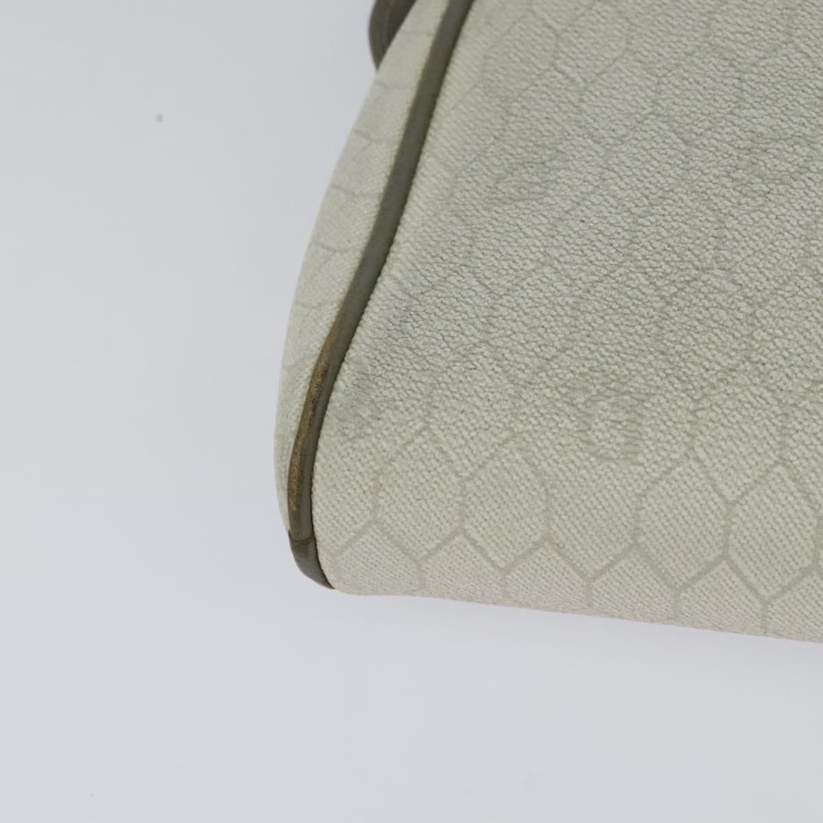 Christian Dior Honeycomb Canvas Shoulder Bag PVC White Gold Auth gh009