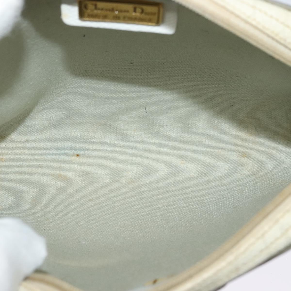 Christian Dior Honeycomb Canvas Shoulder Bag PVC White Gold Auth gh009