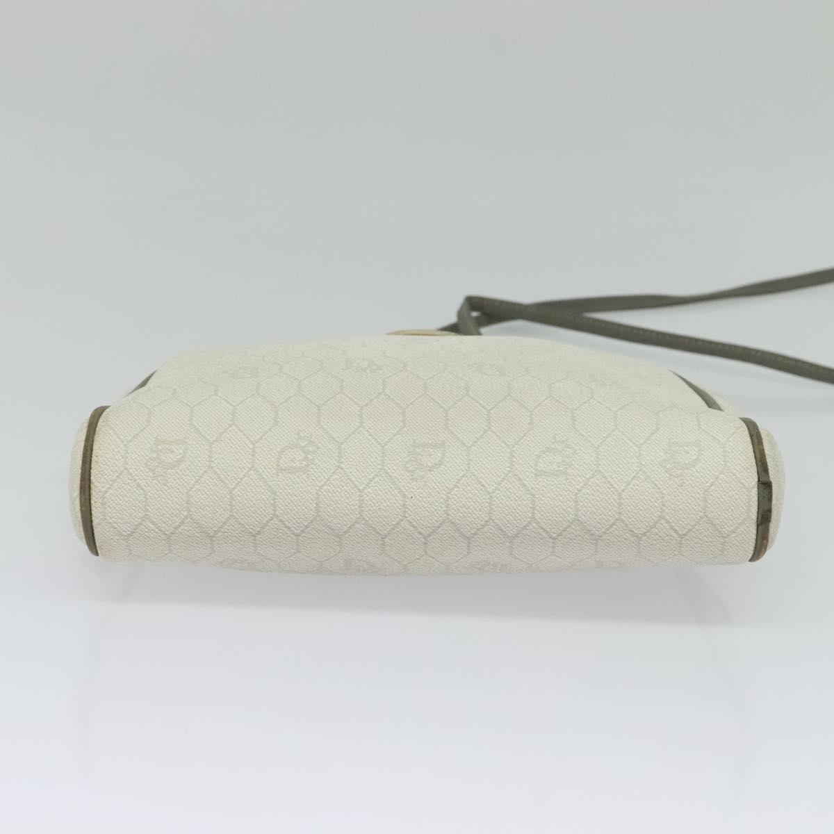 Christian Dior Honeycomb Canvas Shoulder Bag PVC White Gold Auth gh009