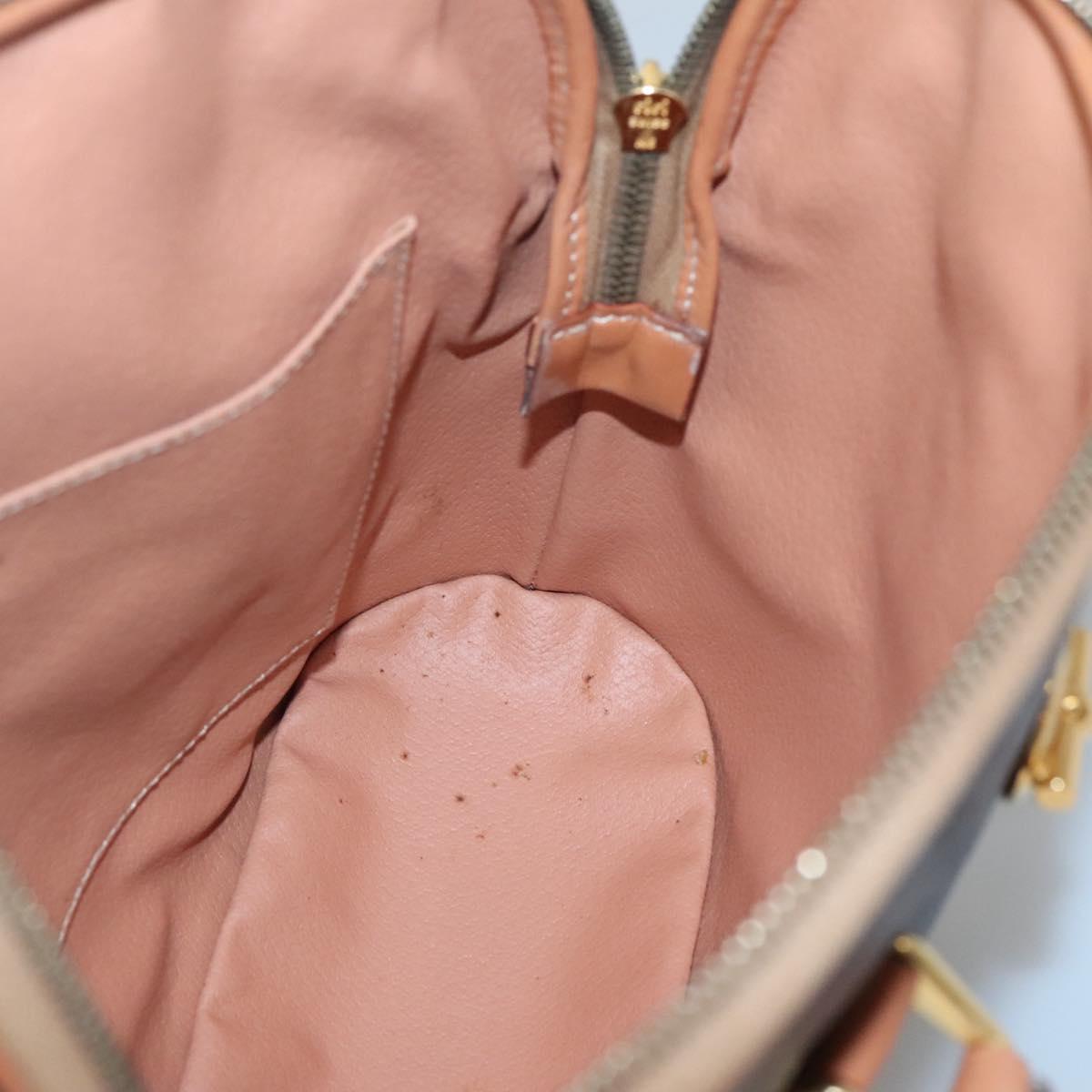 CELINE Macadam Canvas Hand Bag PVC Leather Brown Gold Auth gh019