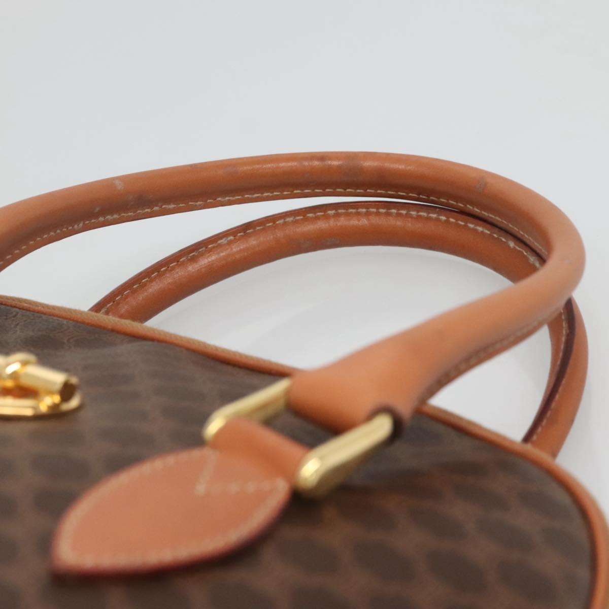 CELINE Macadam Canvas Hand Bag PVC Leather Brown Gold Auth gh019