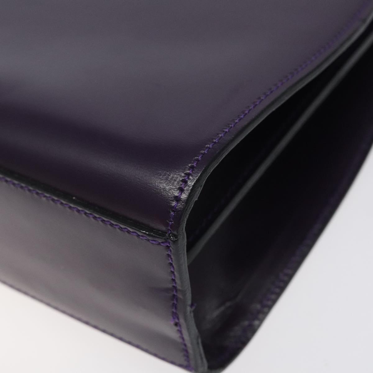 CELINE Hand Bag Leather Purple Gold Auth gh047