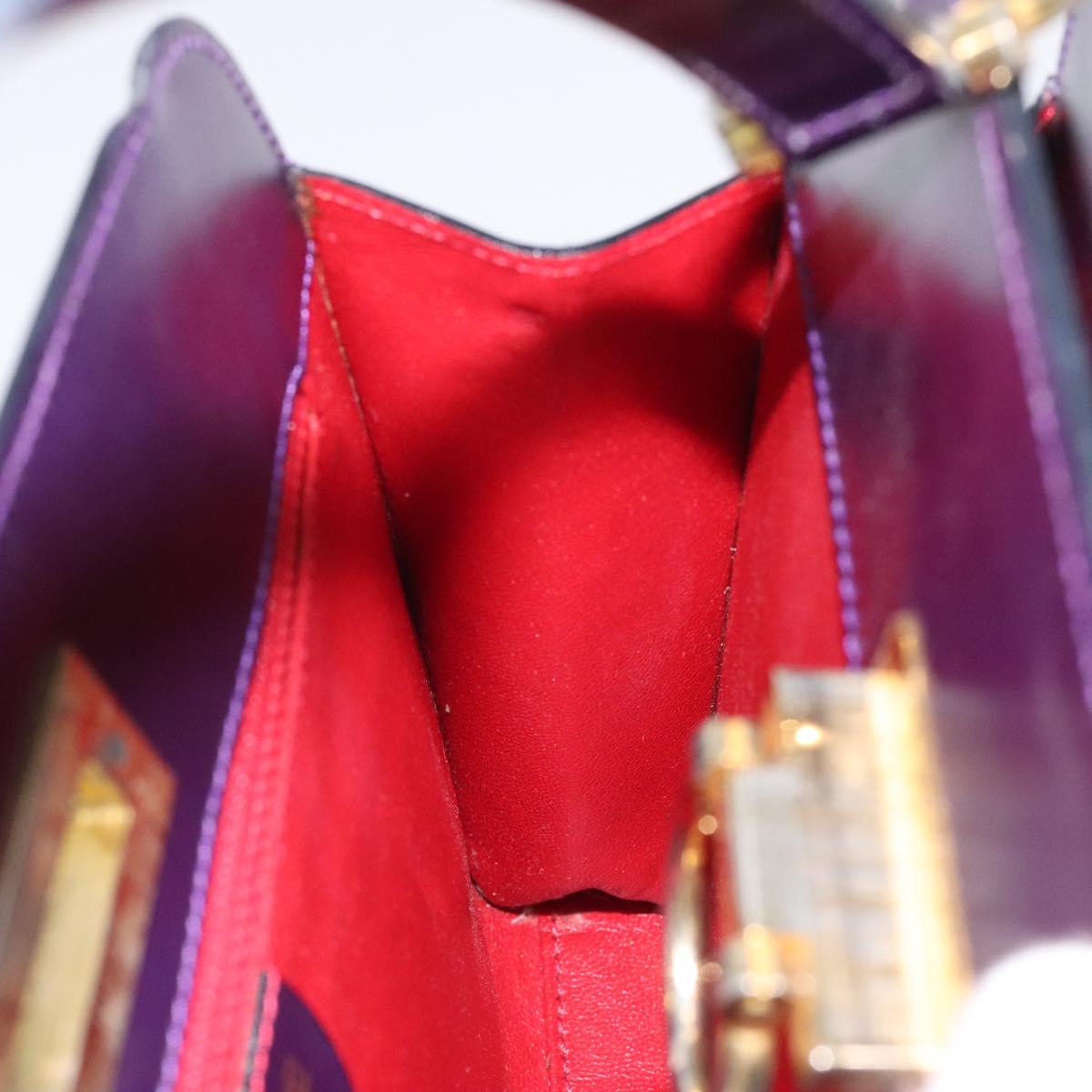 CELINE Hand Bag Leather Purple Gold Auth gh047