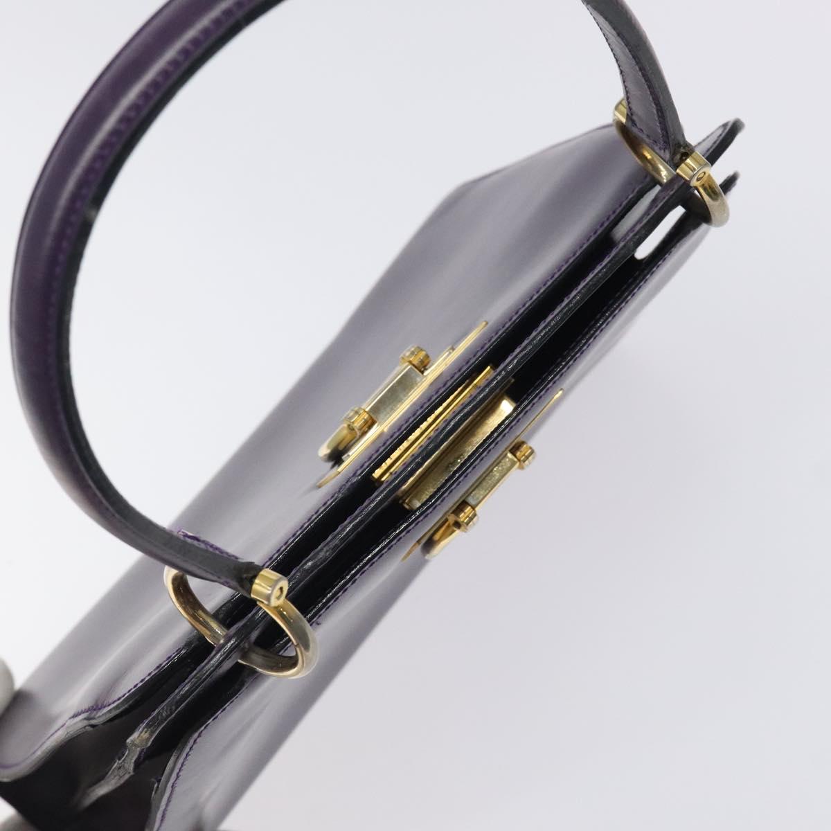 CELINE Hand Bag Leather Purple Gold Auth gh047