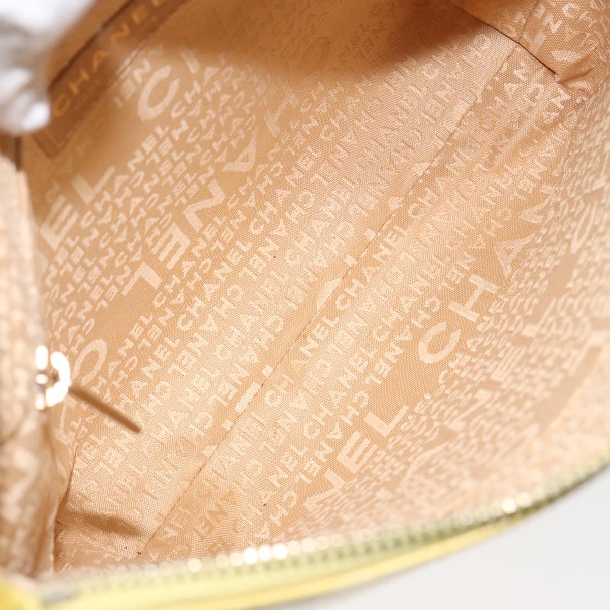 CHANEL Choco Bar COCO Mark Shoulder Bag Lamb Skin Yellow CC Auth gh066