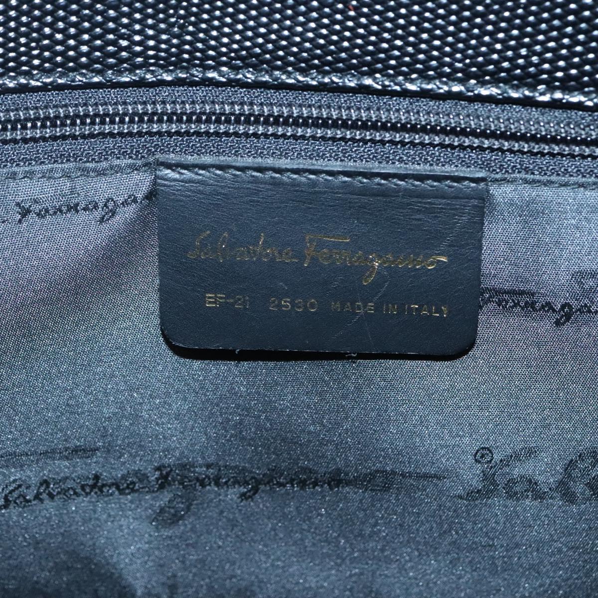 Salvatore Ferragamo Tote Bag Leather Embossed Black Gold Auth gh067