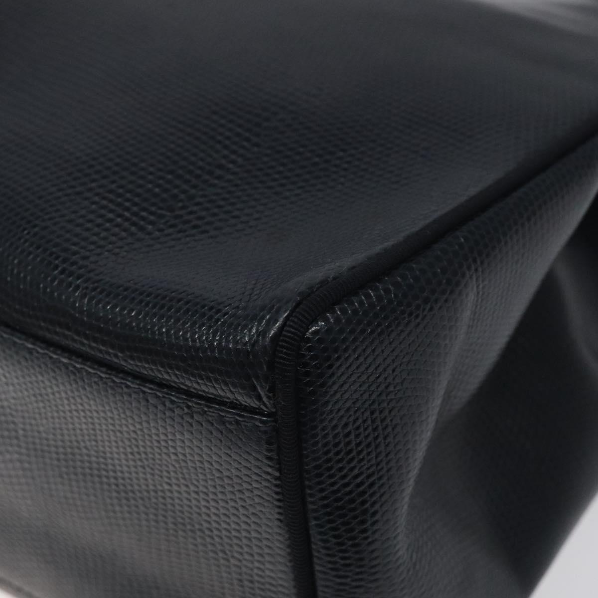 Salvatore Ferragamo Tote Bag Leather Embossed Navy Gold Auth gh069