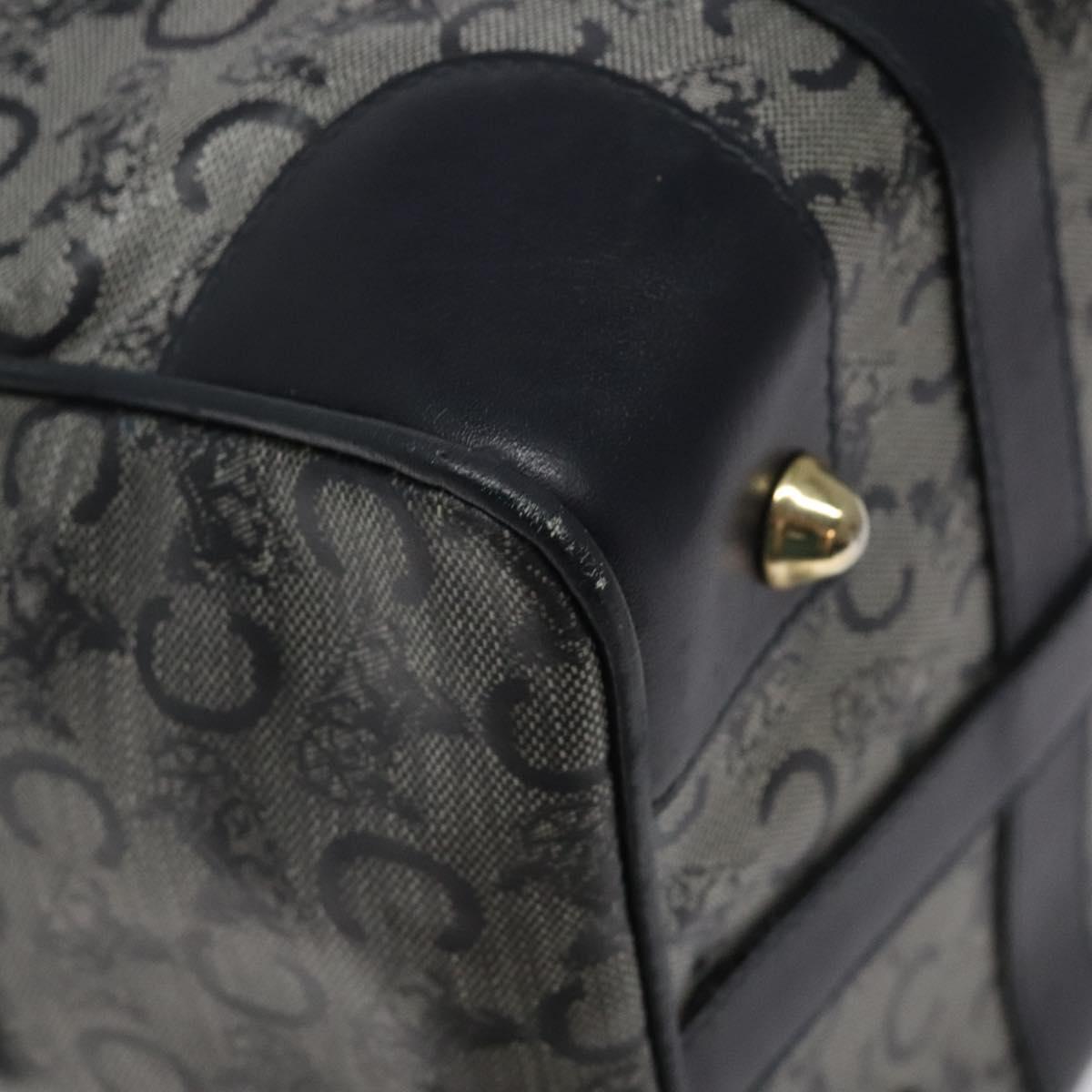 CELINE C Sulky Hand Bag Coated Canvas Navy Gold Auth gh070