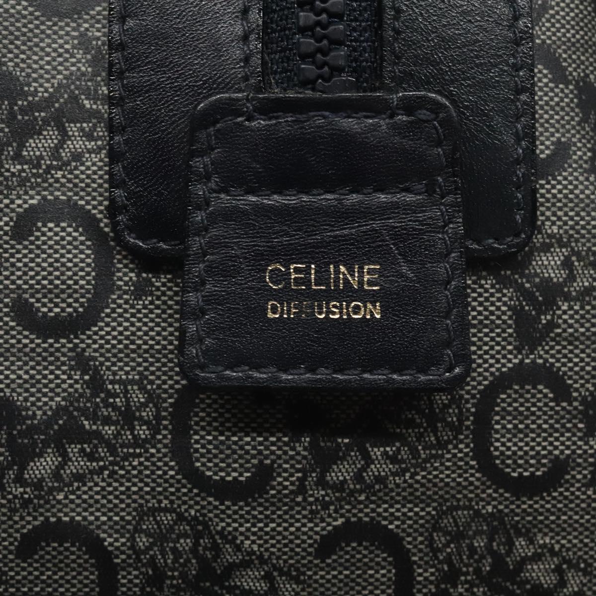 CELINE C Sulky Hand Bag Coated Canvas Navy Gold Auth gh070