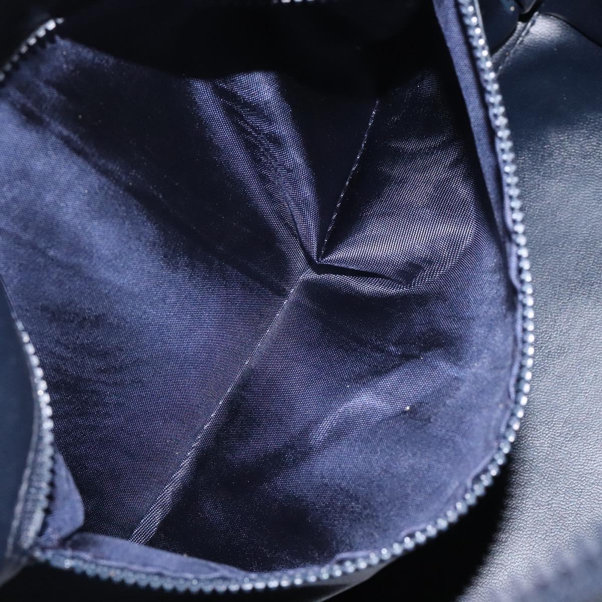 CELINE C Sulky Hand Bag Coated Canvas Navy Gold Auth gh070