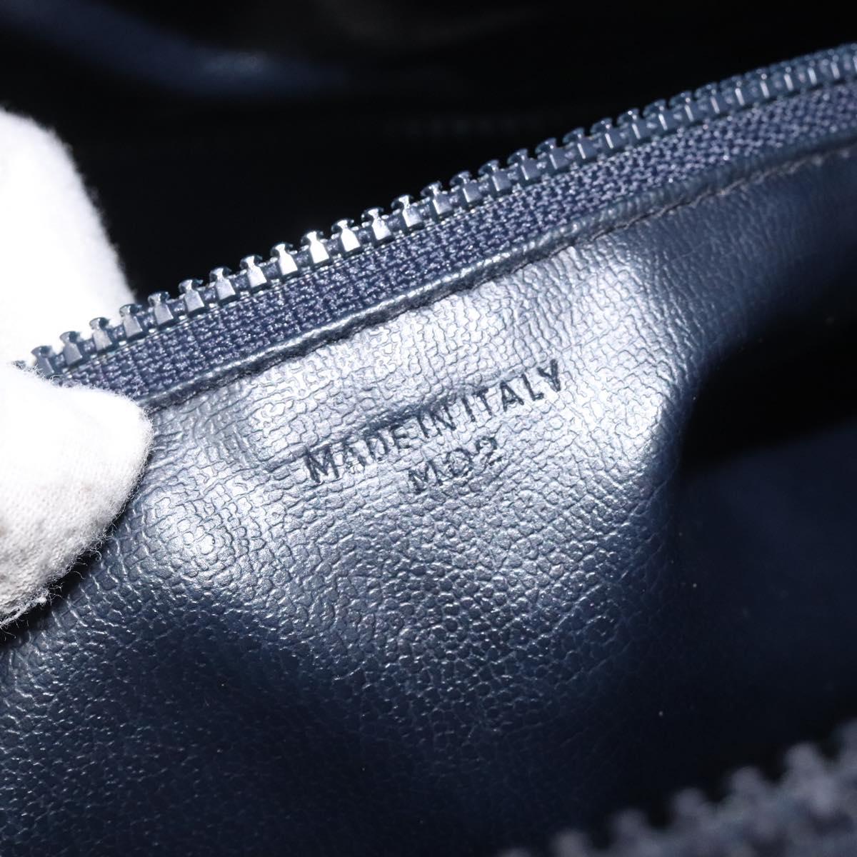 CELINE C Sulky Hand Bag Coated Canvas Navy Gold Auth gh070